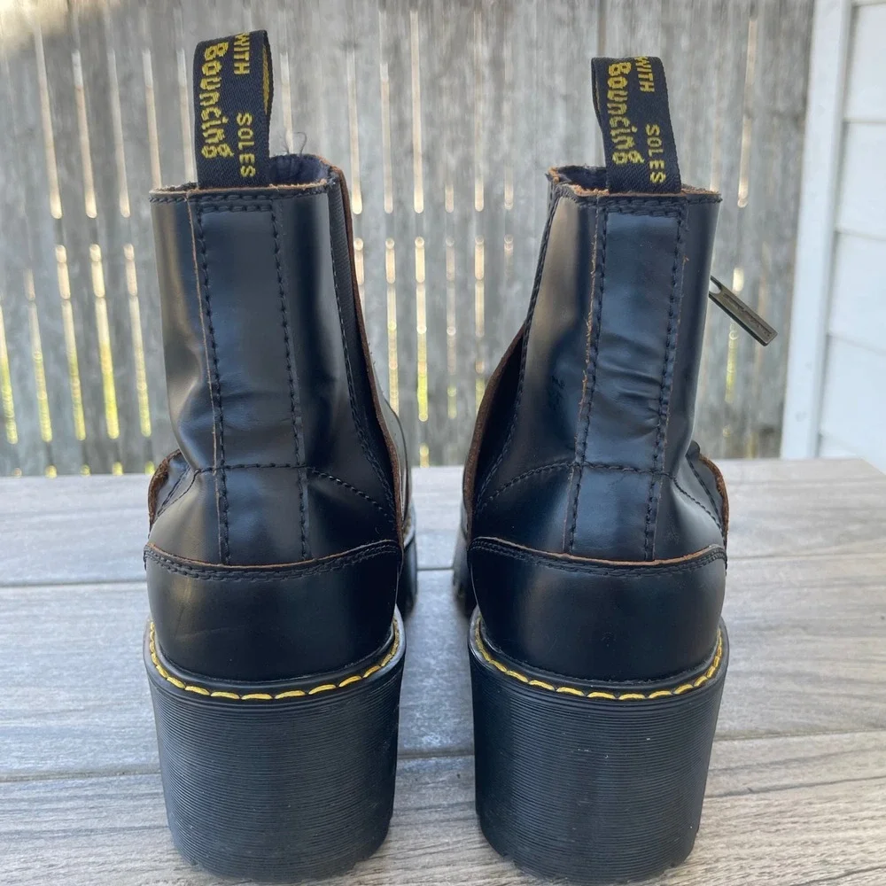 Dr.‎ Martens Rometty II Boots Women 11 Black Leather Chunky Platform Zip Goth